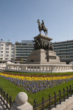 The monument of Tsar Alexander II of Russia in Sofia, Bulgariaのeditorial素材