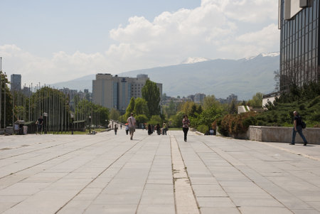 People on the streets of Sofia, Bulgariaのeditorial素材