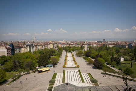 SOFIA, BULGARIA - APRIL 30: View over city of Sofia, the capital of Bulgaria. In Sofia, Bulgaria on April 30, 2013のeditorial素材
