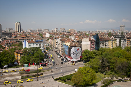 SOFIA, BULGARIA - APRIL 30: View over city of Sofia, the capital of Bulgaria. In Sofia, Bulgaria on April 30, 2013のeditorial素材