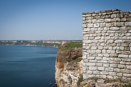 Fortress walls at Kaliakra cape at Black Sea in Bulgariaの写真素材