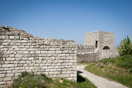 Fortress walls at Kaliakra cape at Black Sea in Bulgariaの写真素材