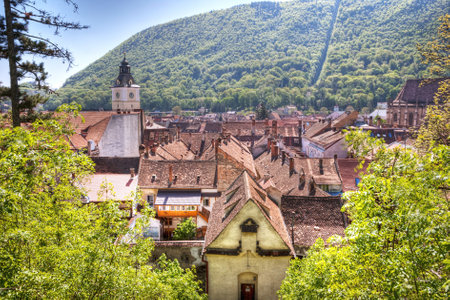 View over Brasov, Transylvania, Romaniaのeditorial素材