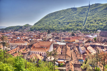 View over Brasov, Transylvania, Romaniaのeditorial素材