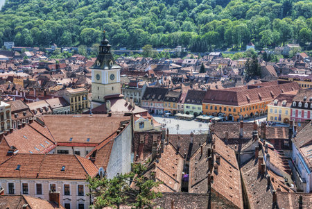 View over Brasov, Transylvania, Romaniaのeditorial素材