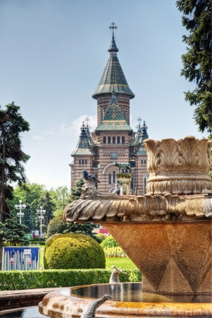The orthodox cathedral of Timisoara with garden, HDR imageの写真素材
