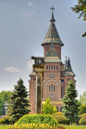 The orthodox cathedral of Timisoara with garden, HDR imageの写真素材
