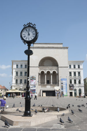 TIMISORA, ROMANIA - MAY 4: Main square with Opera house in Timisoara, Romania on May 4, 2013.のeditorial素材