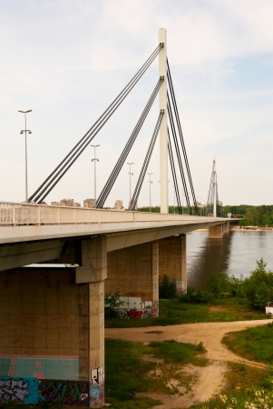 Brige of Liberty crossing the Dunabe river in Novi Sad, Vojvodina, Serbiaの写真素材