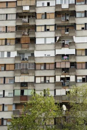 Typical socialis block of appartments in Novi Sad, Serbiaの写真素材