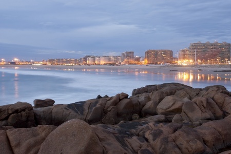 Long exposure of beach in Matosinhos, Portugalの写真素材