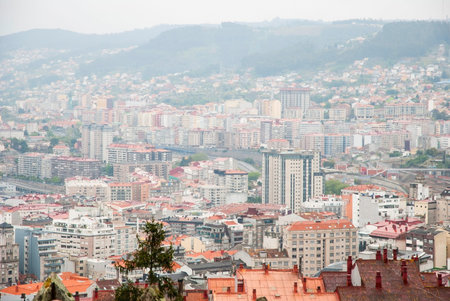 Vigo city on rainy day, Galicia, Spainの写真素材