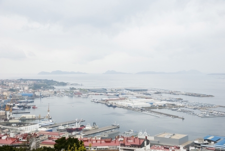 Port of Vigo on rainy day, Galicia, Spainの写真素材