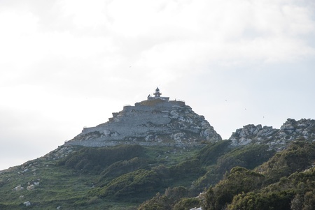 Lighthouse at Cies island natural park, Galiciaの写真素材
