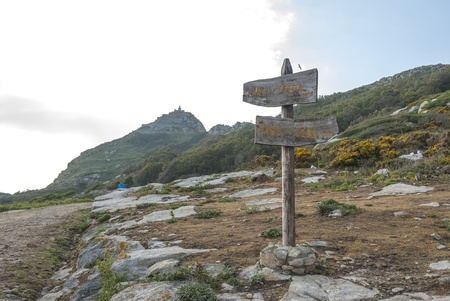 Lighthouse at Cies island natural park, Galiciaの写真素材