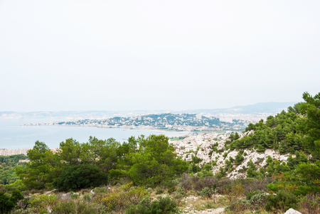 Hills, mountains and see of Calanque national park, Marseille, Franceの写真素材