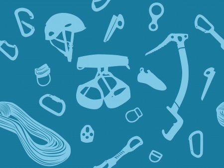 Climbing equipment vector seamless pattern in blueのイラスト素材