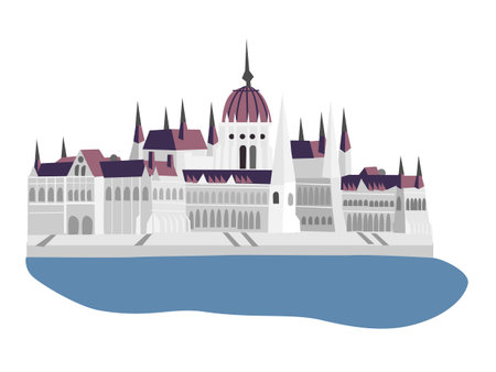 Parliament of Hungary, Budapest, vector illustrationのイラスト素材