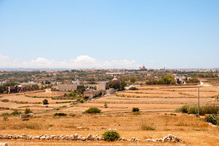 Dry Maltese countryside in summer timeの写真素材