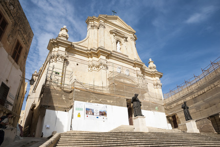 Stairs to the churct at cathedral at Victoria, Gozo island, Maltaの写真素材