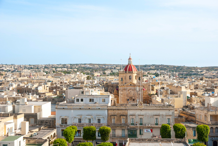 View over Victoria, Rabat, biggest city of Gozo island, Maltaの写真素材