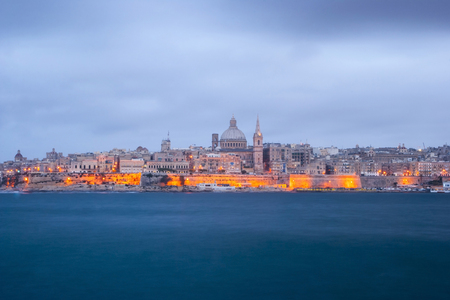 Long exposure of Valletta sinery, capital of Maltaの写真素材