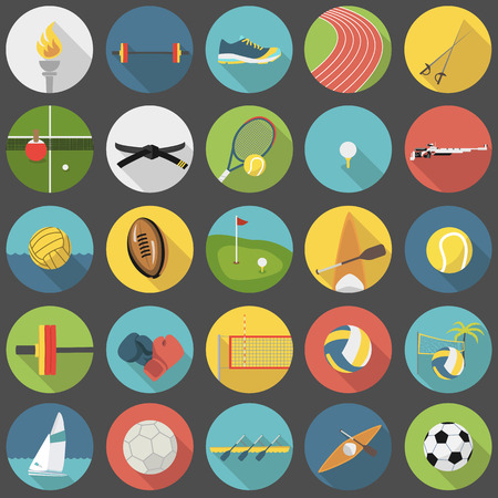 Collection of summer sports vector flat iconsのイラスト素材