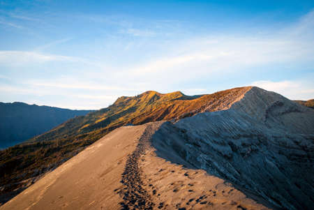 The edge of Bromo volcanic crater, Java, Indonesiaの写真素材