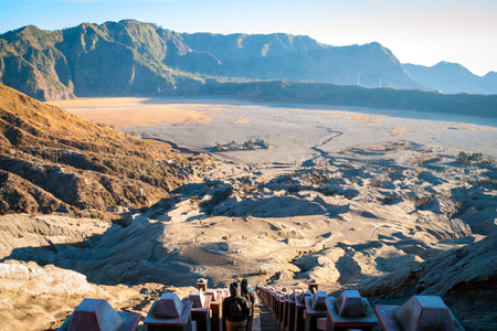 Volcanic plateau of mount Bromo, Java, Indonesiaの写真素材