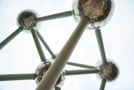 BRUSSELS, BELGIUM - MARCH 15: Atomium building designed by Andre Waterkeyn for Expo 58 in Brussels, Belgium taken on March 15, 2015のeditorial素材