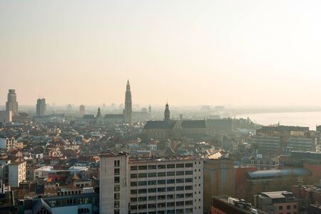 View over skyline of Antwerp, Belgiumの写真素材