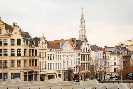 BRUSSELS, BELGIUM - MARCH 15: Monts des Arts and skyline of Brussels, capital of Belgium on March 15, 2015のeditorial素材