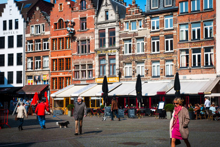 ANTWERP, BELGIUM - MARCH 17: Downtown of Antwerp with typical old houses on March 17, 2015のeditorial素材