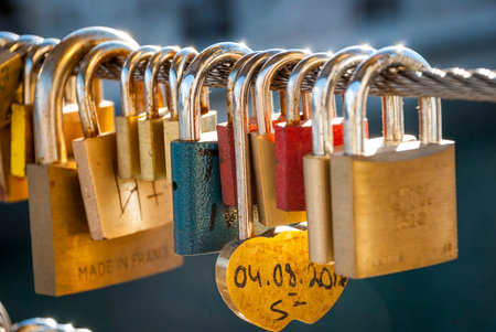 Love padlocks on Butcher's bridge in Ljubljana, Sloveniaのeditorial素材