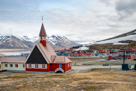 Church in summer in Longyearbyen, Svalbard, Norway
