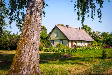 Typical lithuanian house in the countrysideのeditorial素材