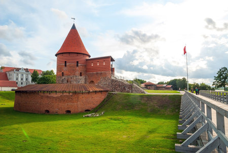 Kaunas old castle with the flag of Kaunas, Lithuaniaのeditorial素材