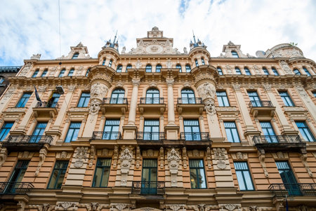 Designed building in art deco district in Riga, Latvia