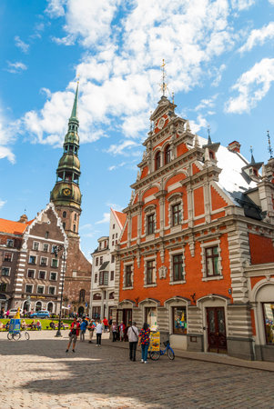 RIGA, LATVIA - JULY 31: View on city hall building in Riga, Latvia in sunlight. July 2015のeditorial素材