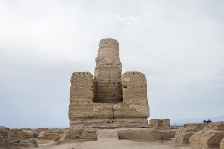 Jiaohe Ancient Ruins Turpan Xinjiang Uyghur Autonomous Region Chinaの写真素材