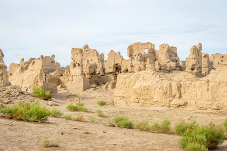 Jiaohe Ancient Ruins Turpan Xinjiang province Chinaの写真素材