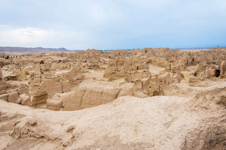 Jiaohe Ancient Ruins Turpan Xinjiang Uyghur Autonomous Region Chinaの写真素材