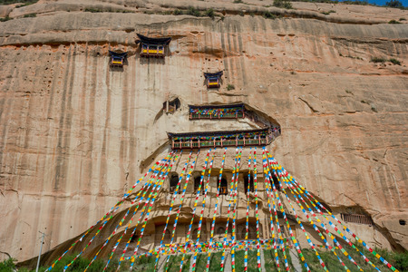 Mati Si temple in the rock caves Zhangye Gansu province Chinaの写真素材