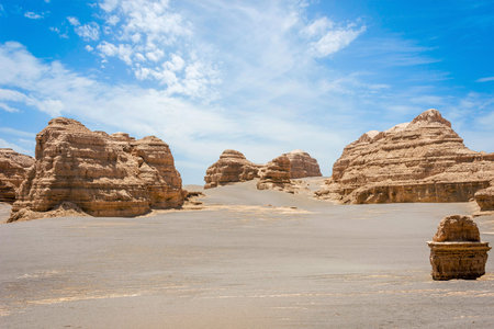 Rock formations in Dunhuang Yardang National Geopark Gobi Desert China