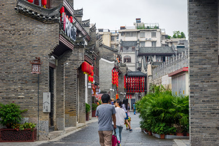 GUILIN CHINA - JUNE 11: People walking on the street in Guilin old town Guangxi Zhuang region. June 2016のeditorial素材