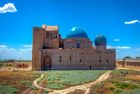 View on Turkistan Khoja Ahmed Yasawi mausoleum, Kazakhstanの写真素材