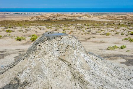 Mud volcano crater in Gobustan, Azerbaijanの写真素材