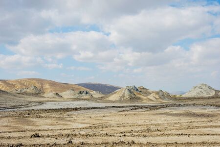 Mud volcano landscape in Gobustan, Azerbaijanの写真素材