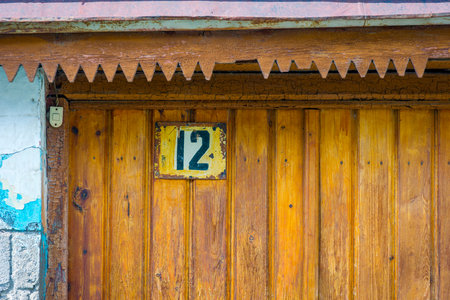 House number 12 on the old style doorのeditorial素材
