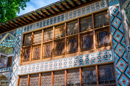 Colorful Xan Sarayi, palace of Khan in Sheki, Azerbaijanの写真素材
